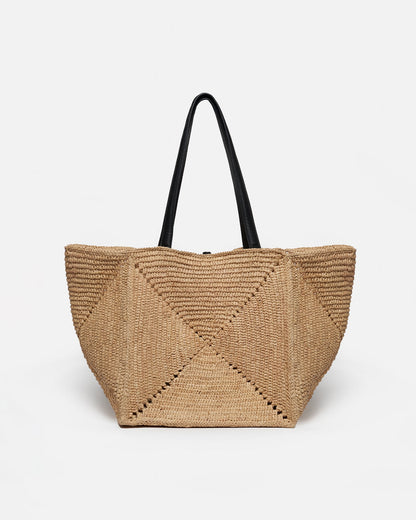Origami Tote Raffia charm tote - Natural/Black | Nanushka