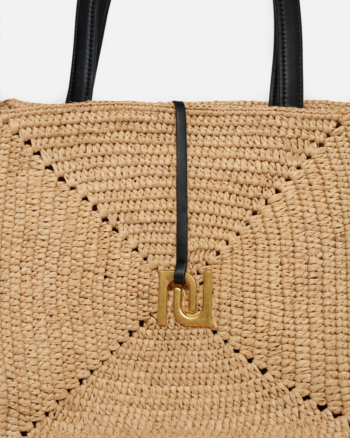 Origami Tote Raffia charm tote - Natural/Black | Nanushka
