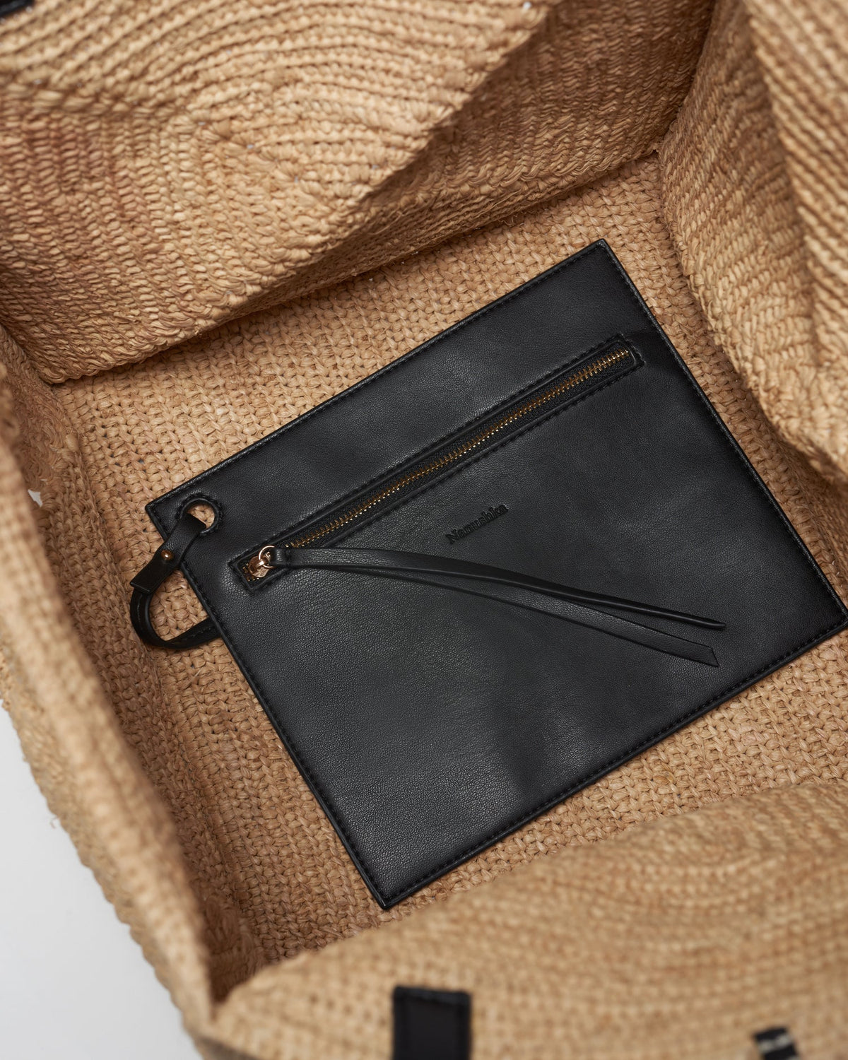 Origami Tote Raffia charm tote - Natural/Black | Nanushka