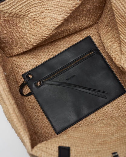 Origami Tote Raffia charm tote - Natural/Black | Nanushka