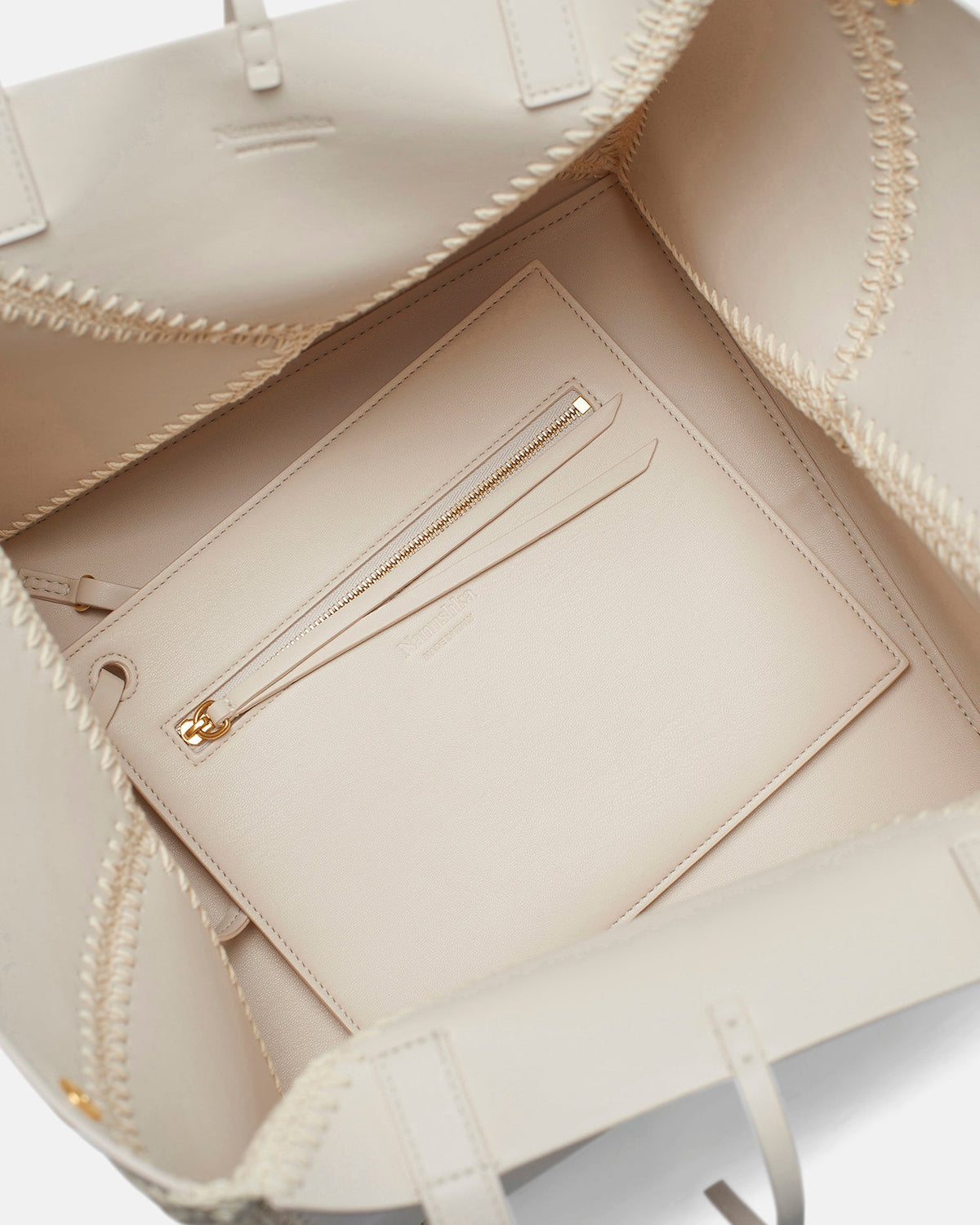 Origami Tote Alt-Nappa crochet tote - Off White/Crème | Nanushka