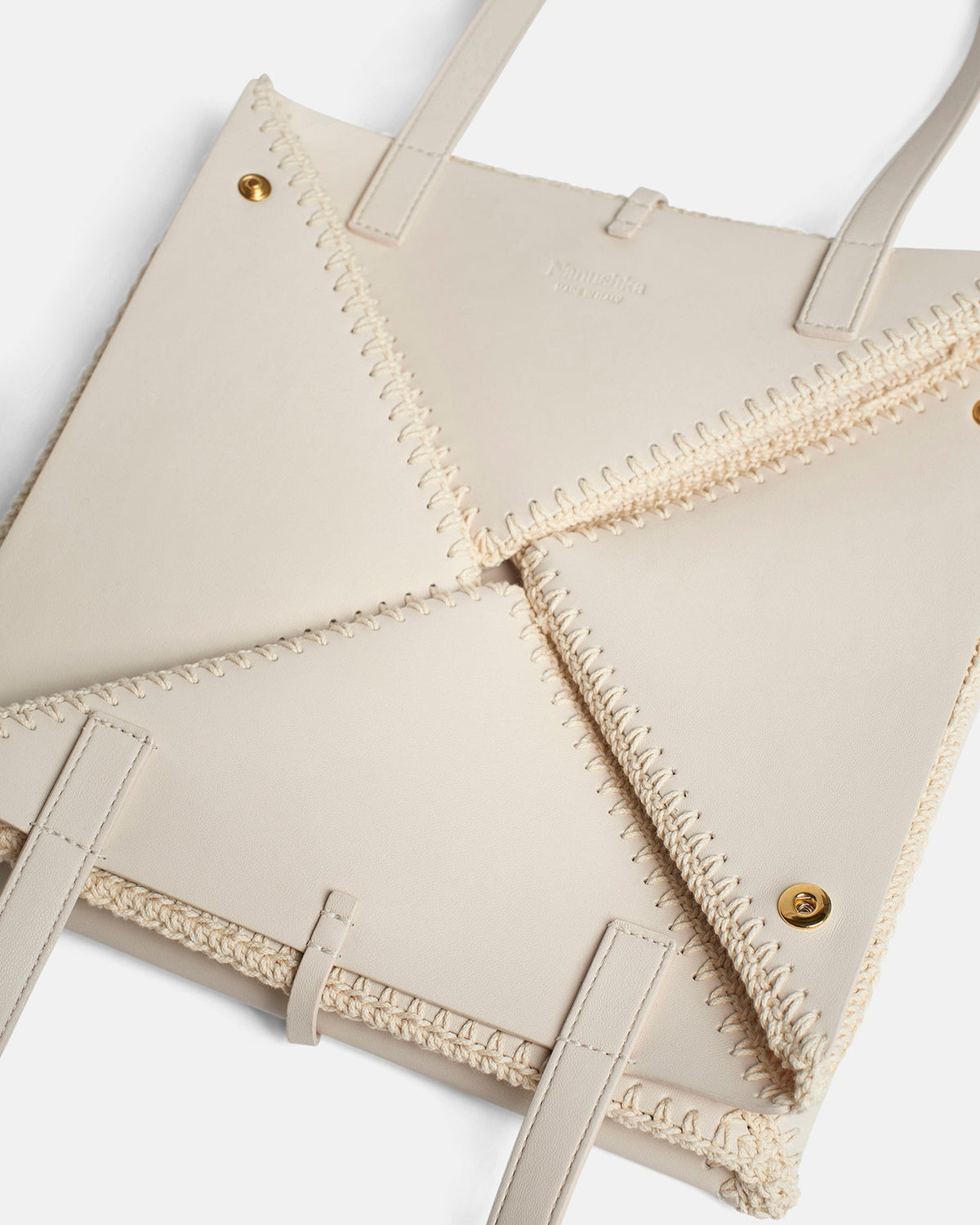 Origami Tote Alt-Nappa crochet tote - Off White/Crème | Nanushka