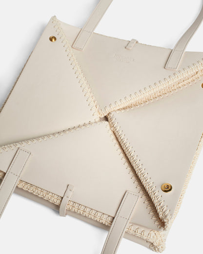 Origami Tote Alt-Nappa crochet tote - Off White/Crème | Nanushka