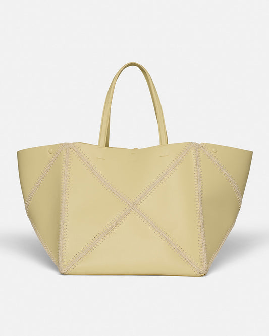 Origami Tote Large Alt-Nappa crochet tote - Moonbeam/Crème | Nanushka