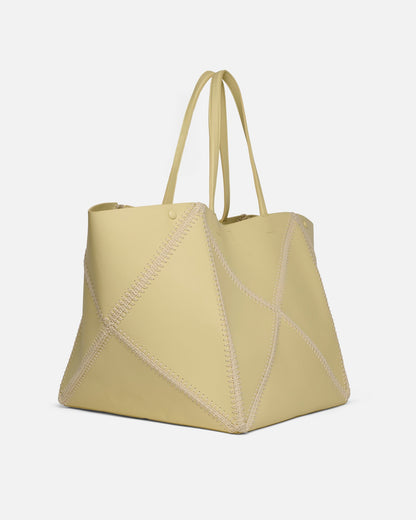 Origami Tote Large Alt-Nappa crochet tote - Moonbeam/Crème | Nanushka