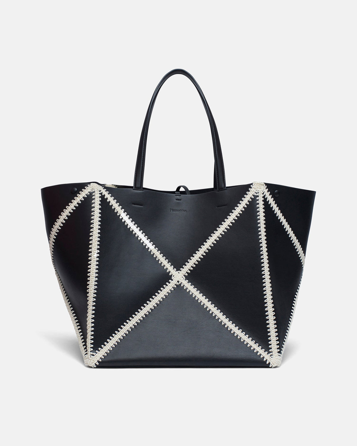Origami Tote Large Alt-Nappa crochet tote - Black/Crème | Nanushka