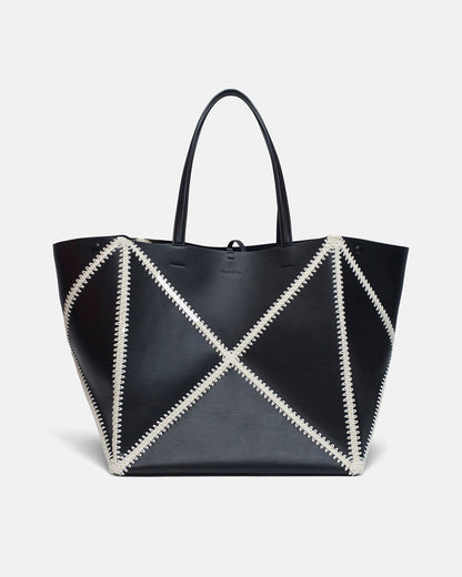 Origami Tote Large Alt-Nappa crochet tote - Black/Crème | Nanushka