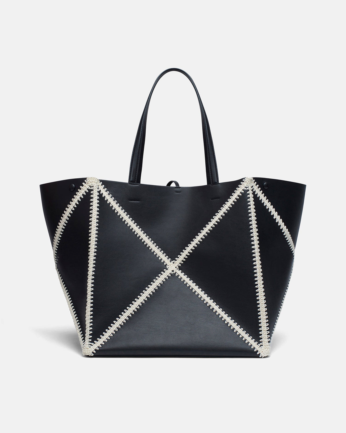 Origami Tote Large Alt-Nappa crochet tote - Black/Crème | Nanushka