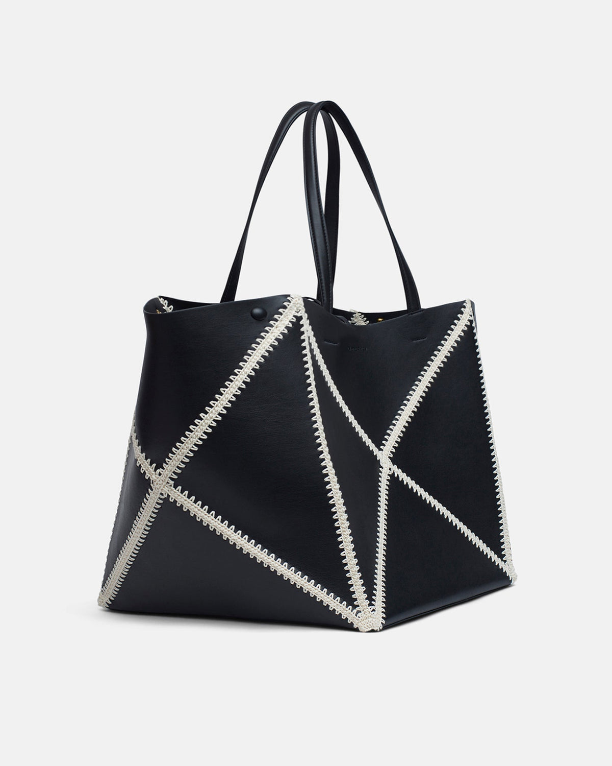 Origami Tote Large Alt-Nappa crochet tote - Black/Crème | Nanushka