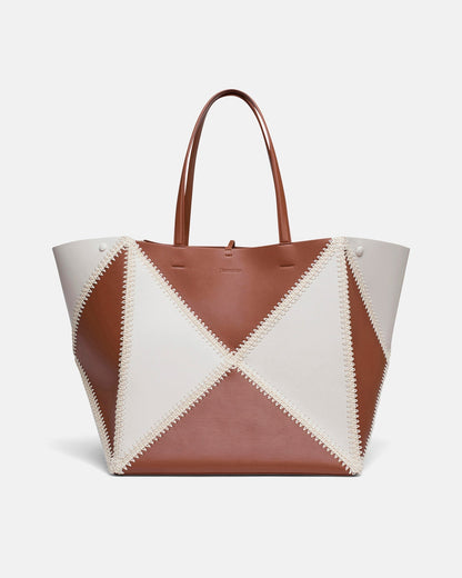 Origami Tote Large Alt-Nappa crochet tote - Off White/Tan/Crème | Nanushka