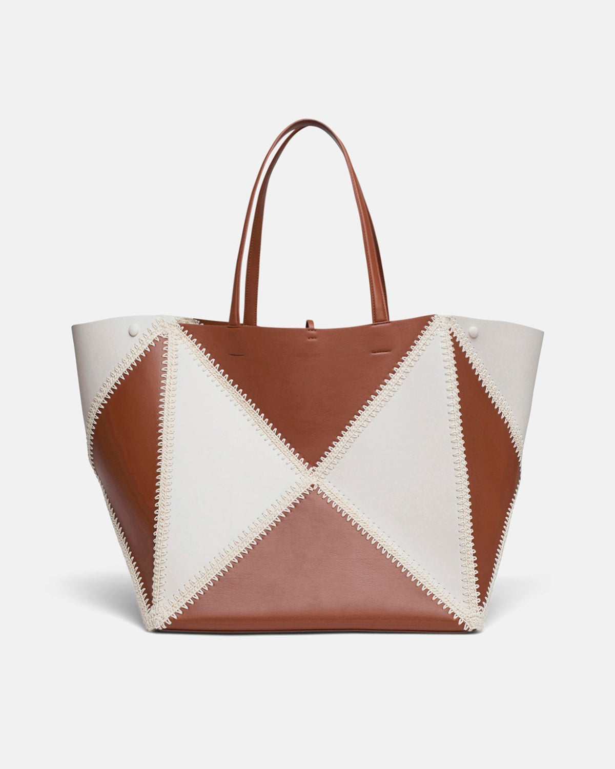 Origami Tote Large Alt-Nappa crochet tote - Off White/Tan/Crème | Nanushka