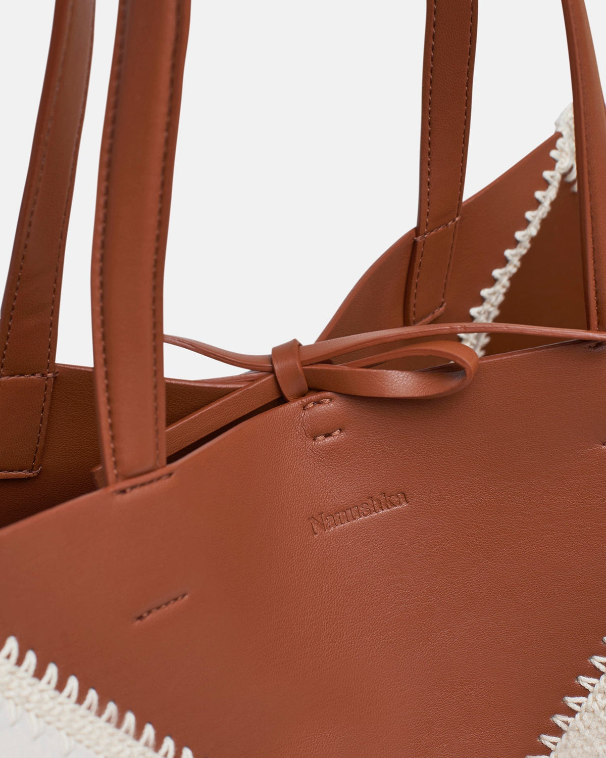 Origami Tote Large Alt-Nappa crochet tote - Off White/Tan/Crème | Nanushka