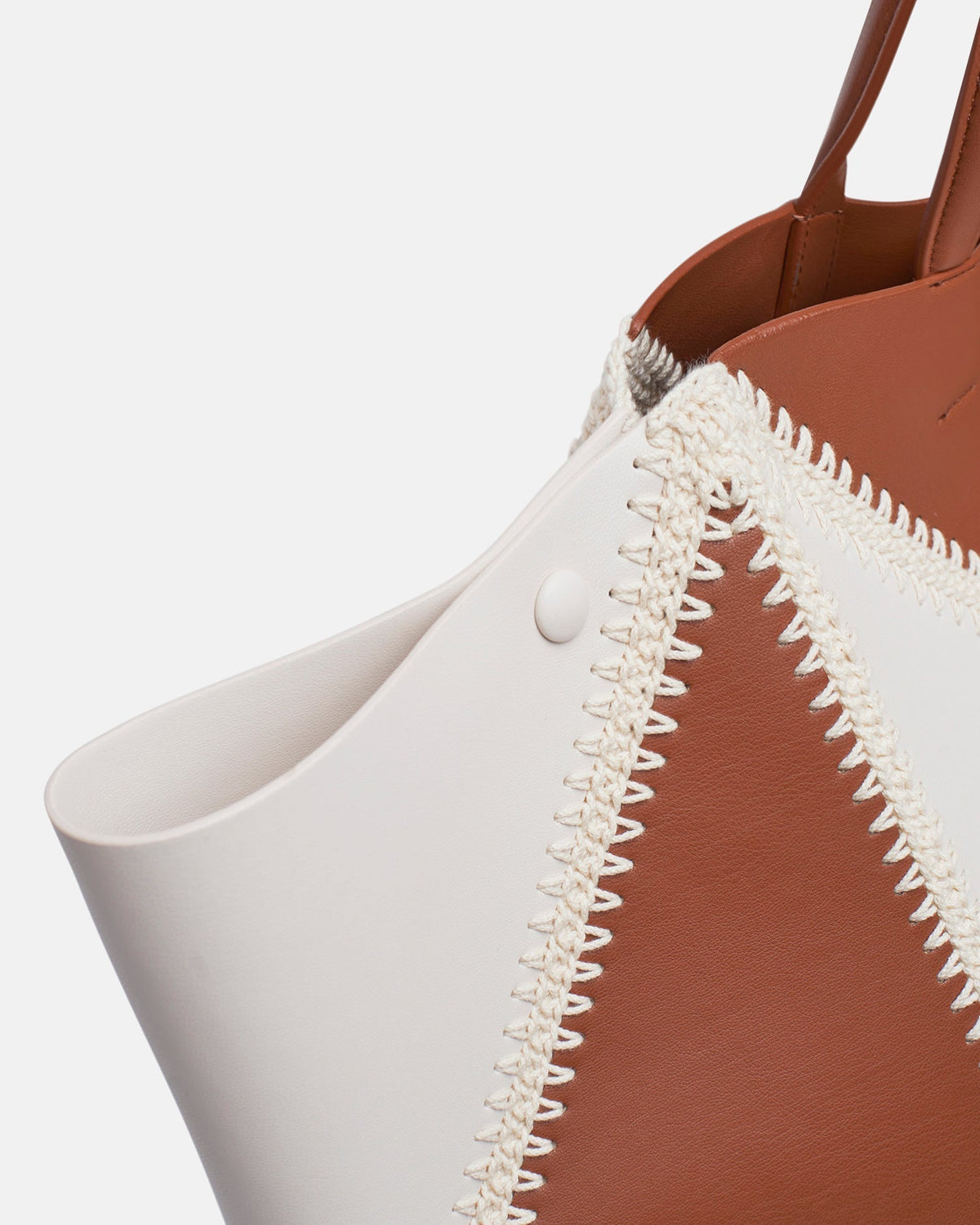 Origami Tote Large Alt-Nappa crochet tote - Off White/Tan/Crème | Nanushka