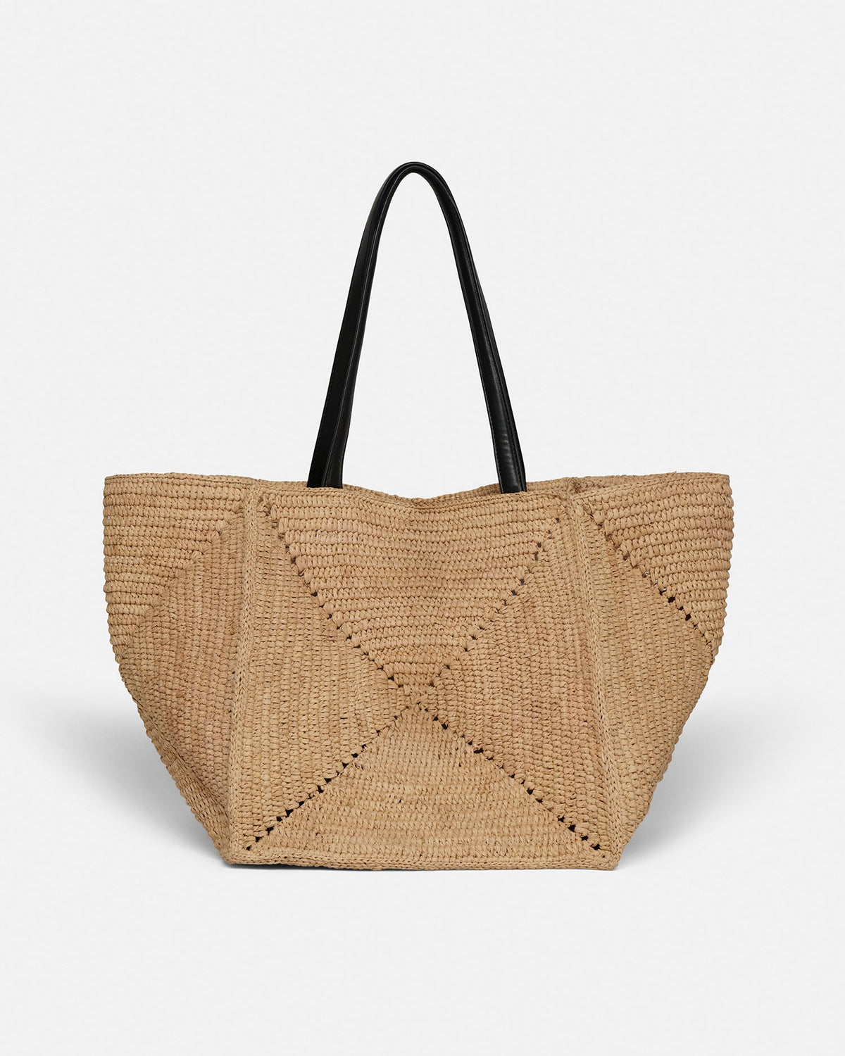 Origami Tote Large Raffia charm tote - Natural/Black | Nanushka