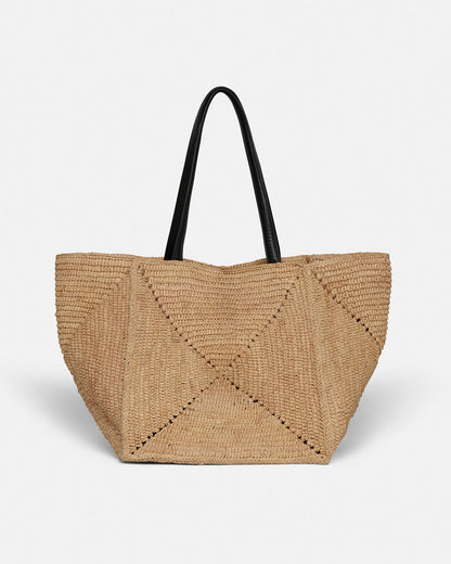 Origami Tote Large Raffia charm tote - Natural/Black | Nanushka