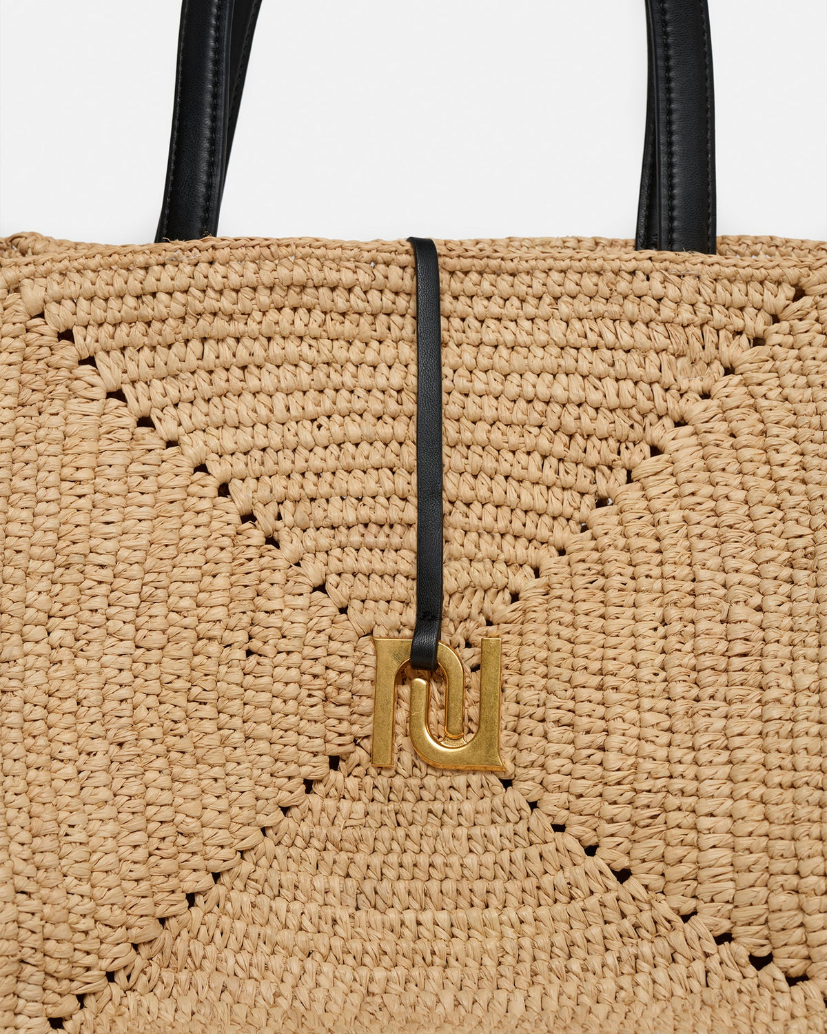 Origami Tote Large Raffia charm tote - Natural/Black | Nanushka