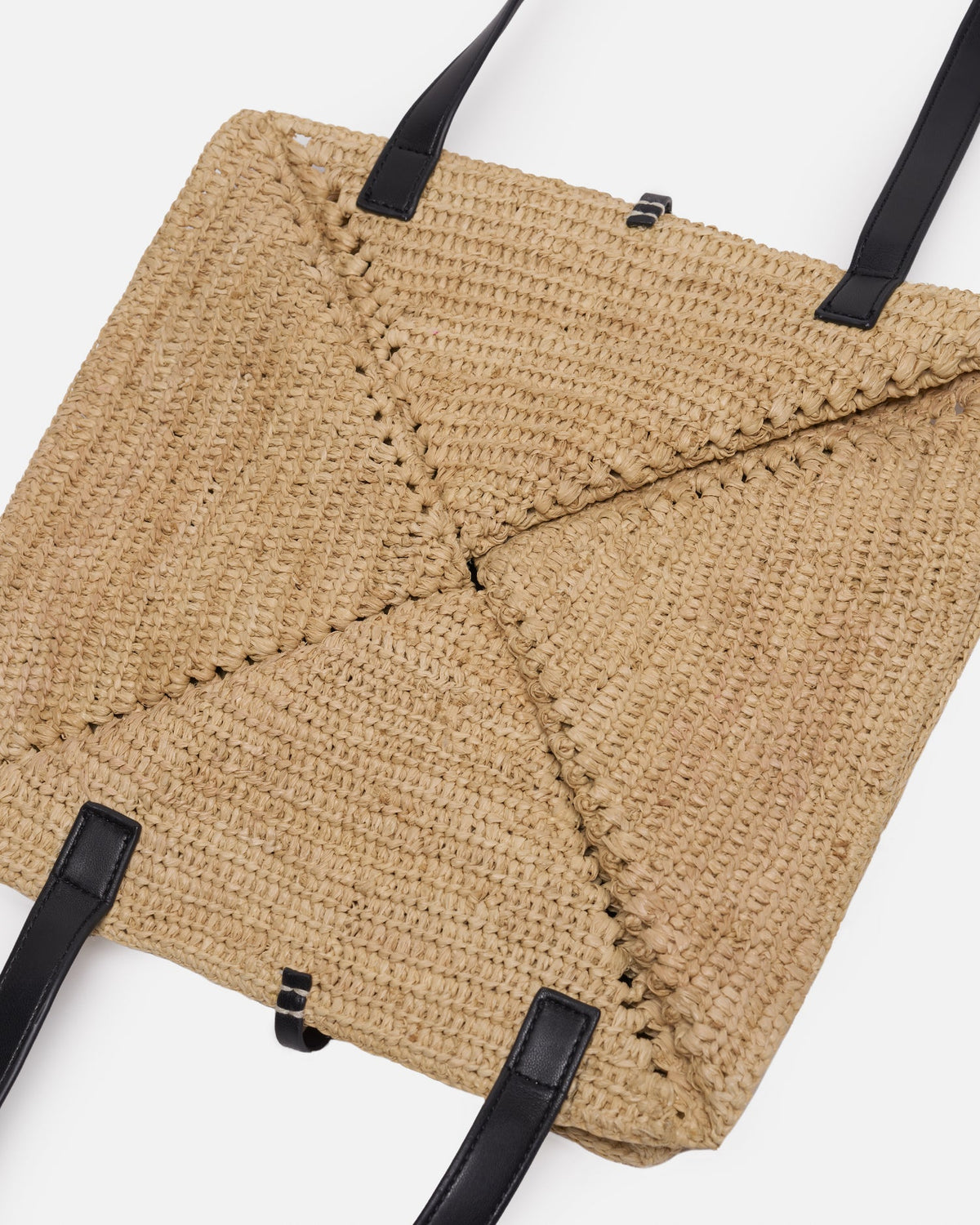 Origami Tote Large Raffia charm tote - Natural/Black | Nanushka