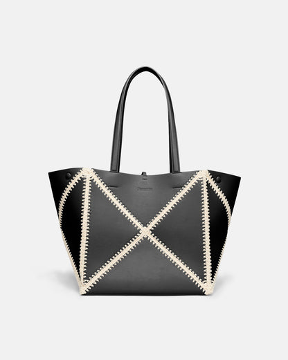 Origami Tote Alt-Nappa crochet tote - Black/Crème | Nanushka