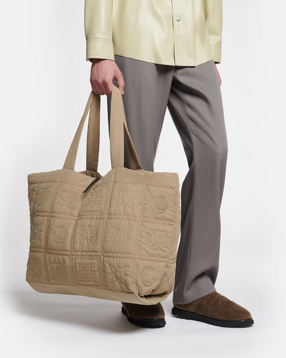 Symbol Quilted tote bag - Muted Khaki | Nanushka
