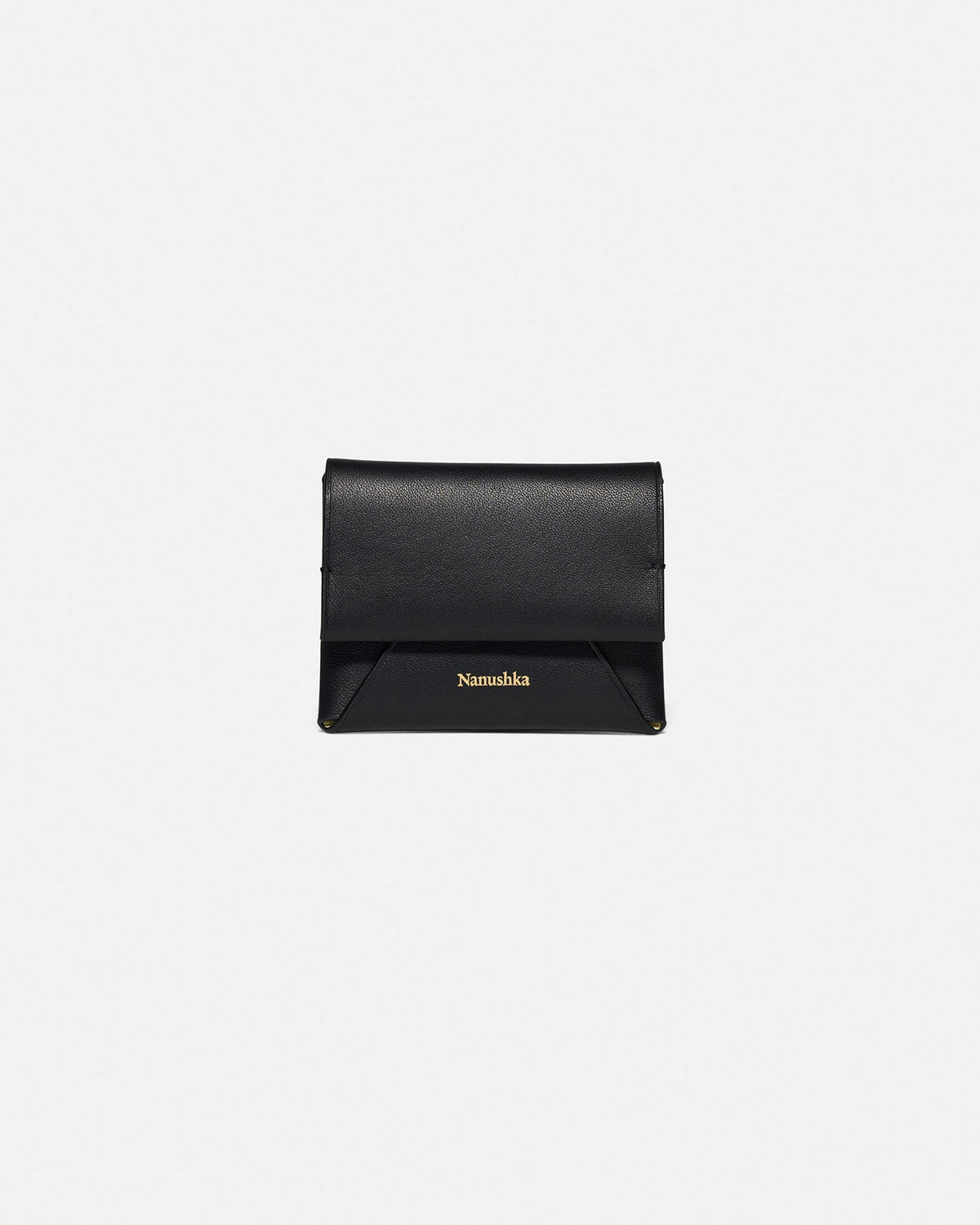 Folded Leather cardholder - Black/Moonbeam | Nanushka