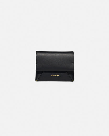 Folded Leather cardholder - Black/Moonbeam | Nanushka
