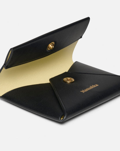 Folded Leather cardholder - Black/Moonbeam | Nanushka
