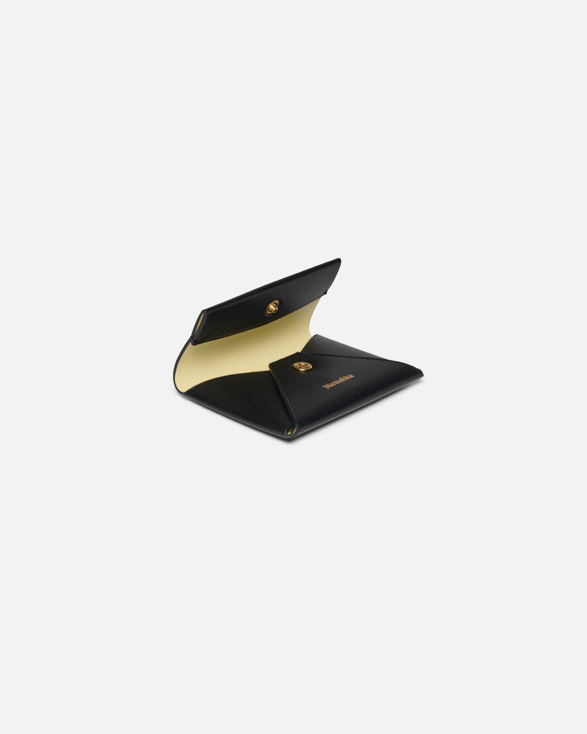 Folded Leather cardholder - Black/Moonbeam | Nanushka