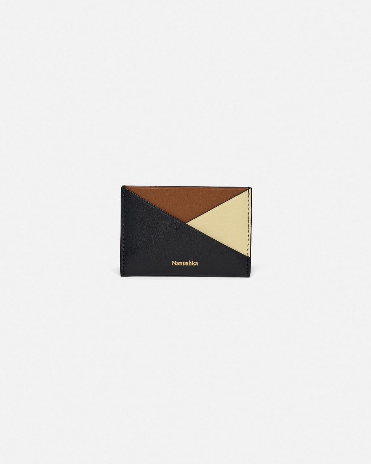 Origami Leather cardholder - Black/Tan/Moonbeam | Nanushka