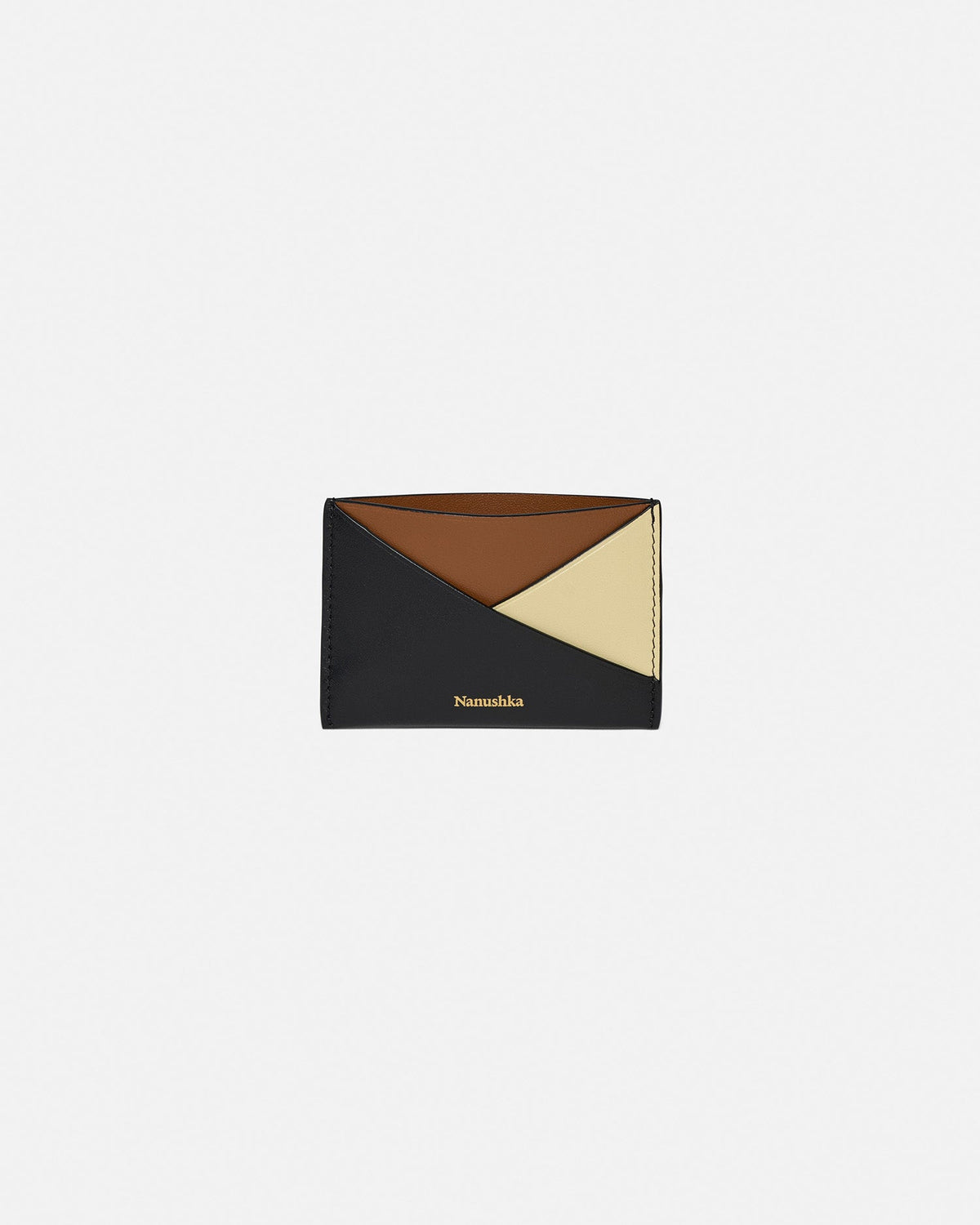Origami Leather cardholder - Black/Tan/Moonbeam | Nanushka