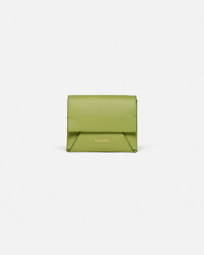 Folded Leather cardholder - Lime/Moonbeam | Nanushka