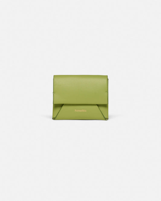 Folded Leather cardholder - Lime/Moonbeam | Nanushka