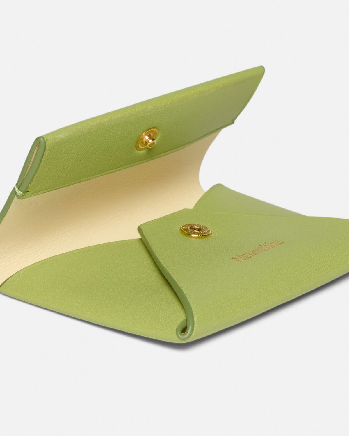 Folded Leather cardholder - Lime/Moonbeam | Nanushka