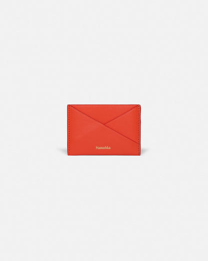 Origami Leather cardholder - Red/Moonbeam | Nanushka