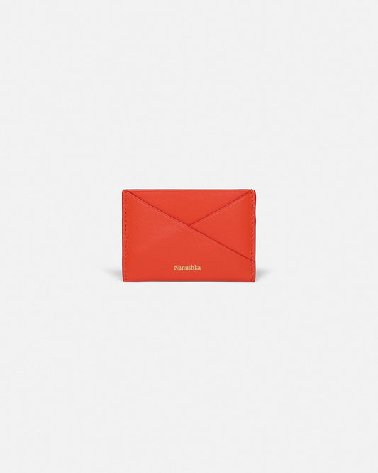Origami Leather cardholder - Red/Moonbeam | Nanushka