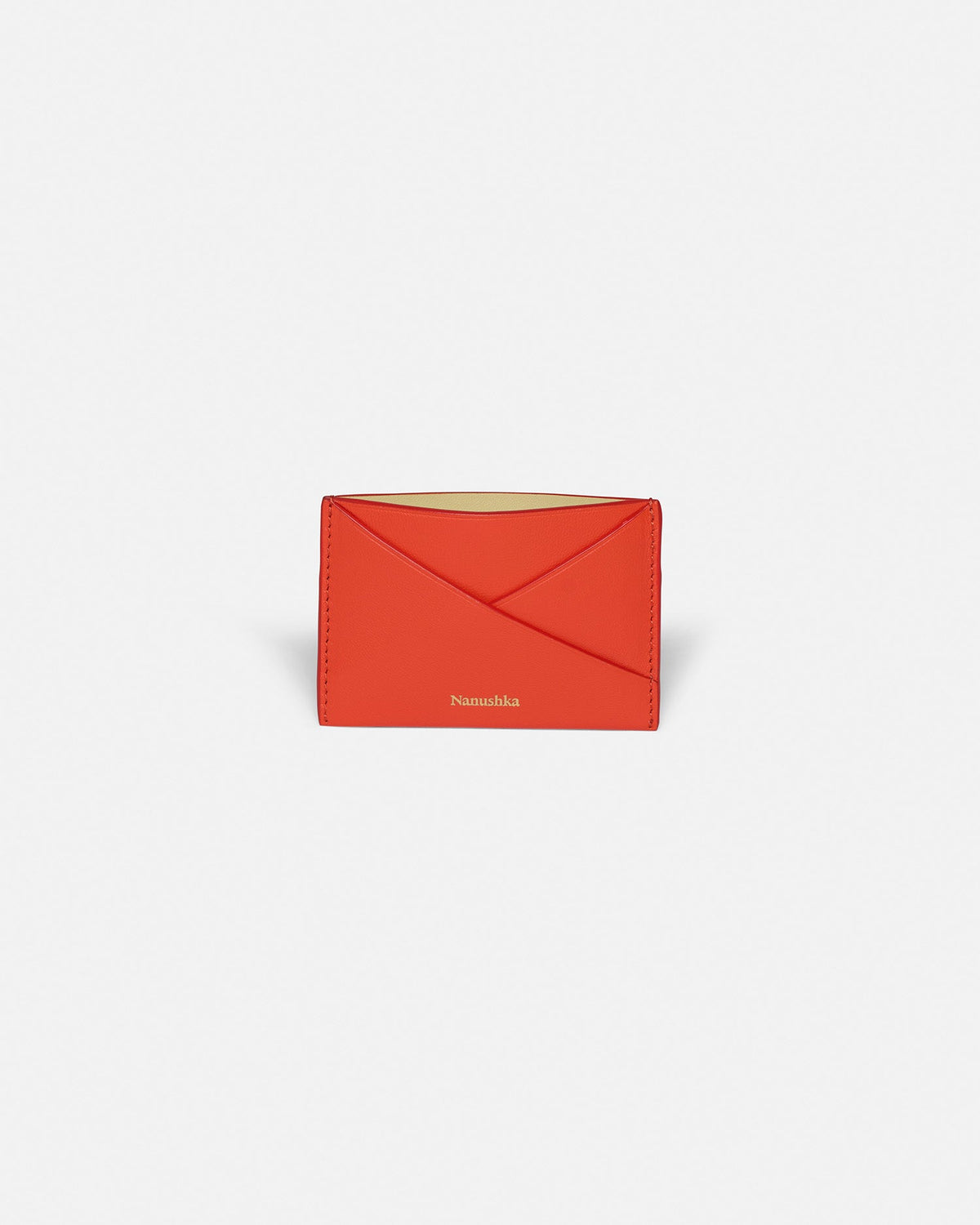 Origami Leather cardholder - Red/Moonbeam | Nanushka