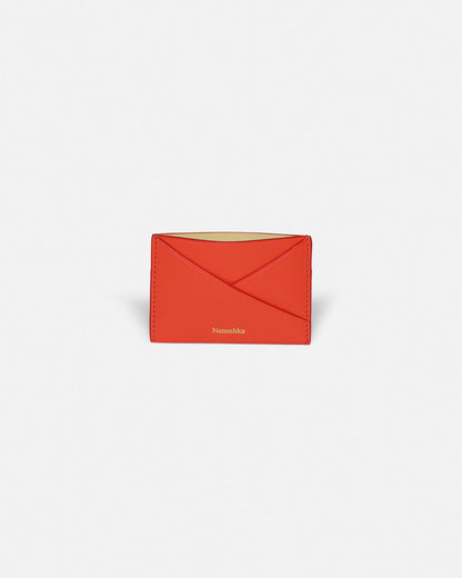 Origami Leather cardholder - Red/Moonbeam | Nanushka