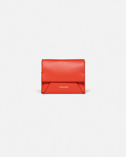 Folded Leather cardholder - Red/Moonbeam | Nanushka
