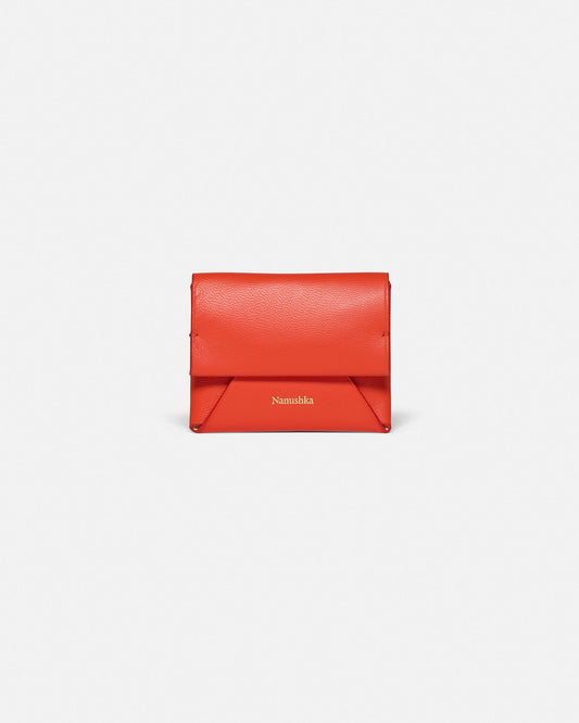 Folded Leather cardholder - Red/Moonbeam | Nanushka