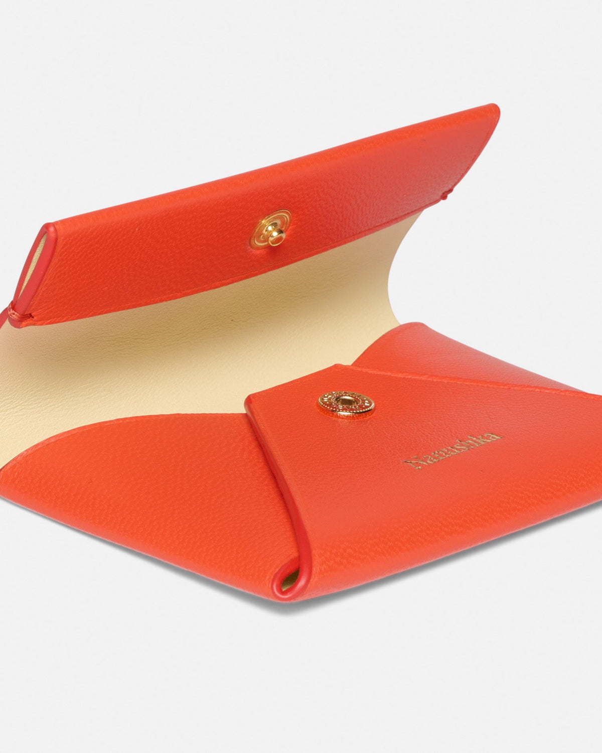 Folded Leather cardholder - Red/Moonbeam | Nanushka