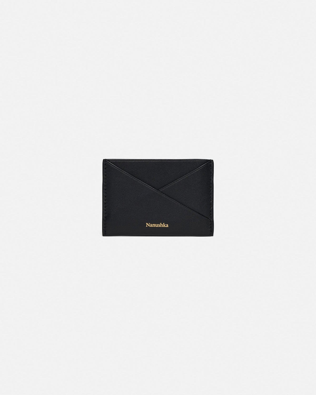 Origami Leather cardholder - Black/Moonbeam | Nanushka