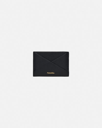 Origami Leather cardholder - Black/Moonbeam | Nanushka