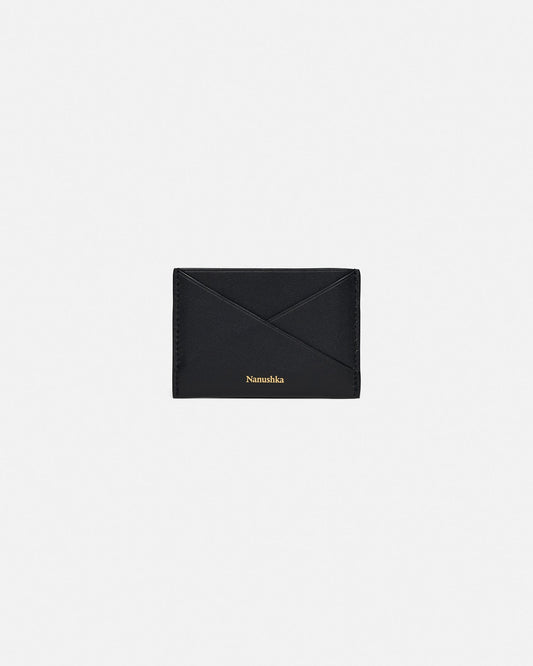 Origami Leather cardholder - Black/Moonbeam | Nanushka