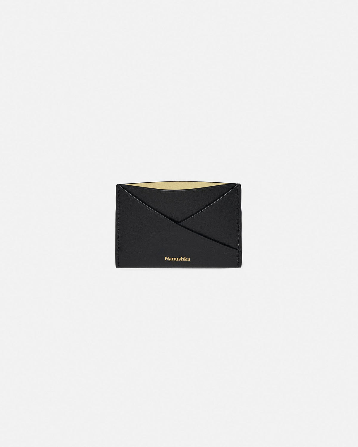 Origami Leather cardholder - Black/Moonbeam | Nanushka