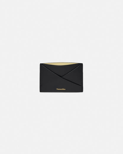 Origami Leather cardholder - Black/Moonbeam | Nanushka