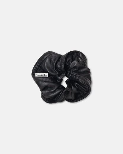 Trish Regenerated leather scrunchie - Black | Nanushka