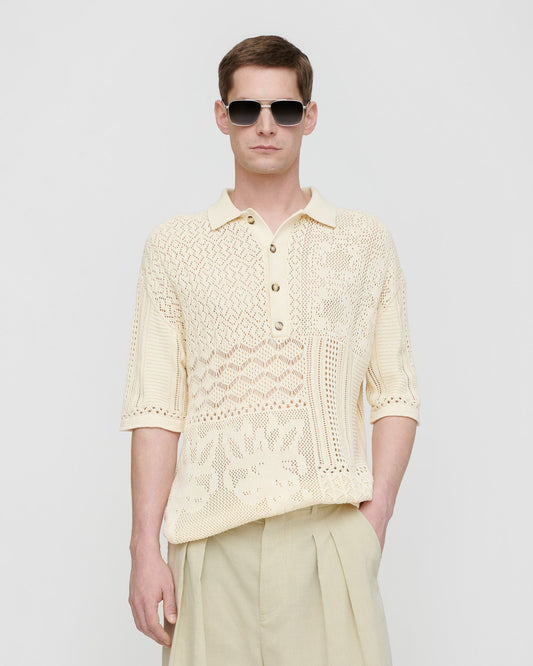 Jasim Lace polo shirt - Creme | Nanushka