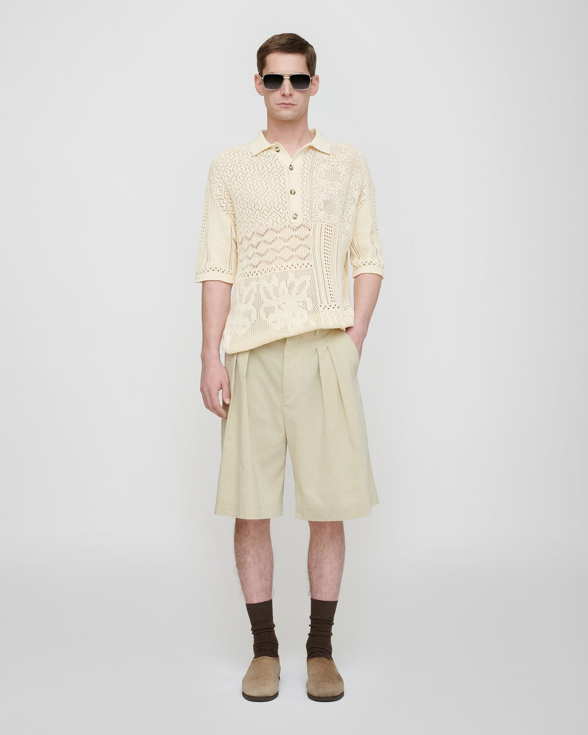 Jasim Lace polo shirt - Creme | Nanushka