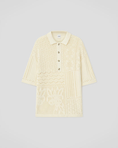 Jasim Lace polo shirt - Creme | Nanushka