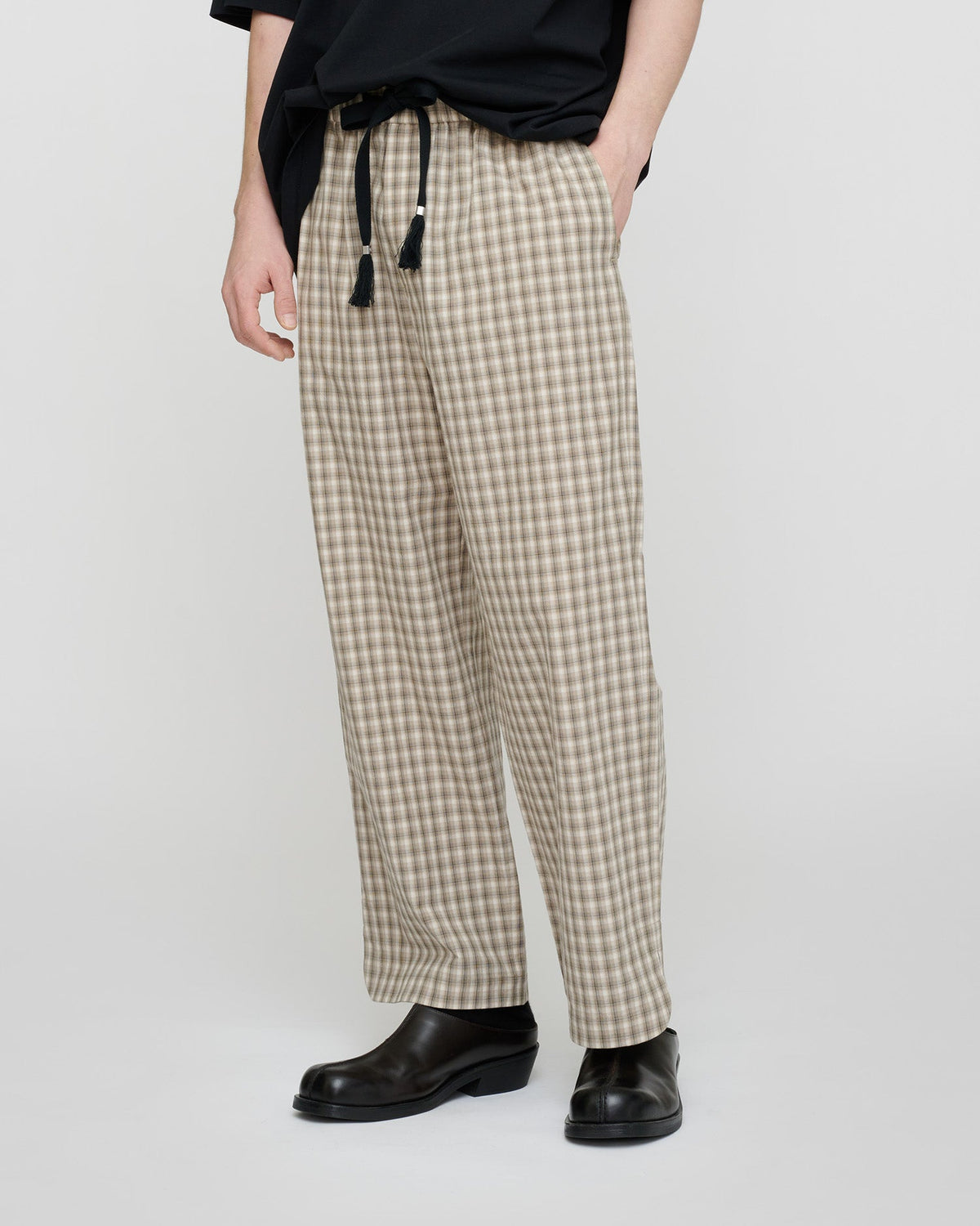 Alwin Drawstring pants - Creme/Grey | Nanushka