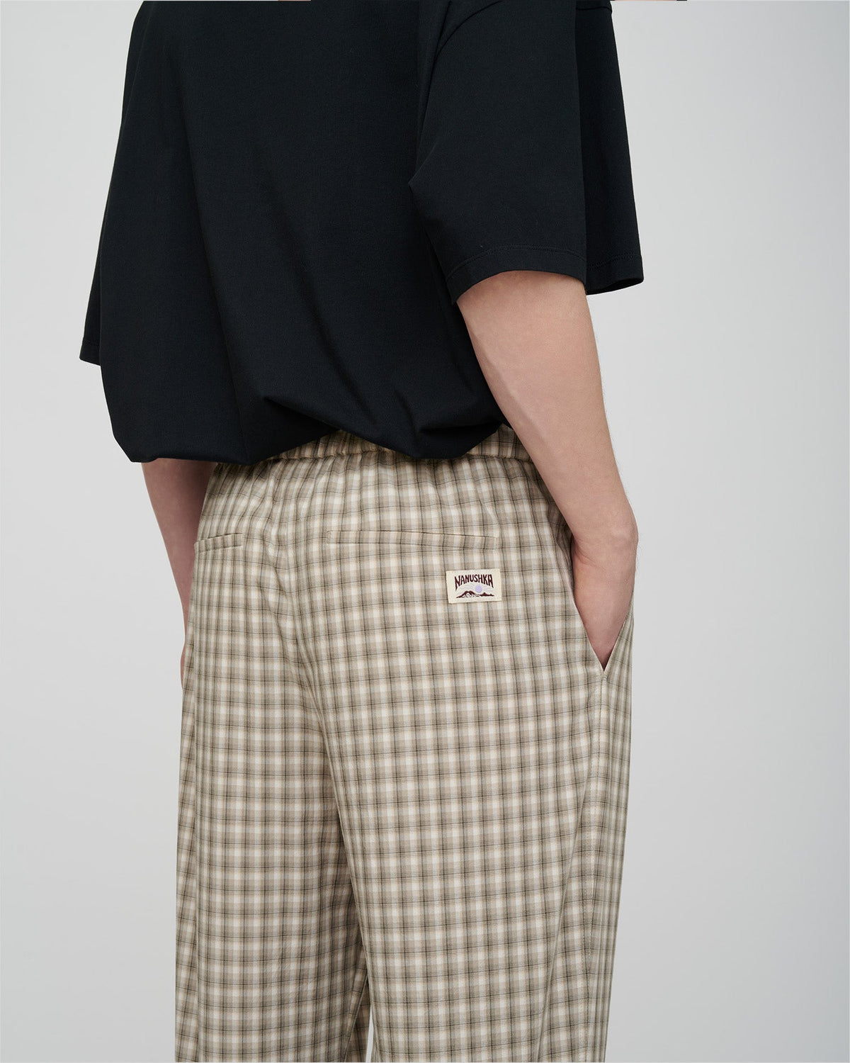 Alwin Drawstring pants - Creme/Grey | Nanushka